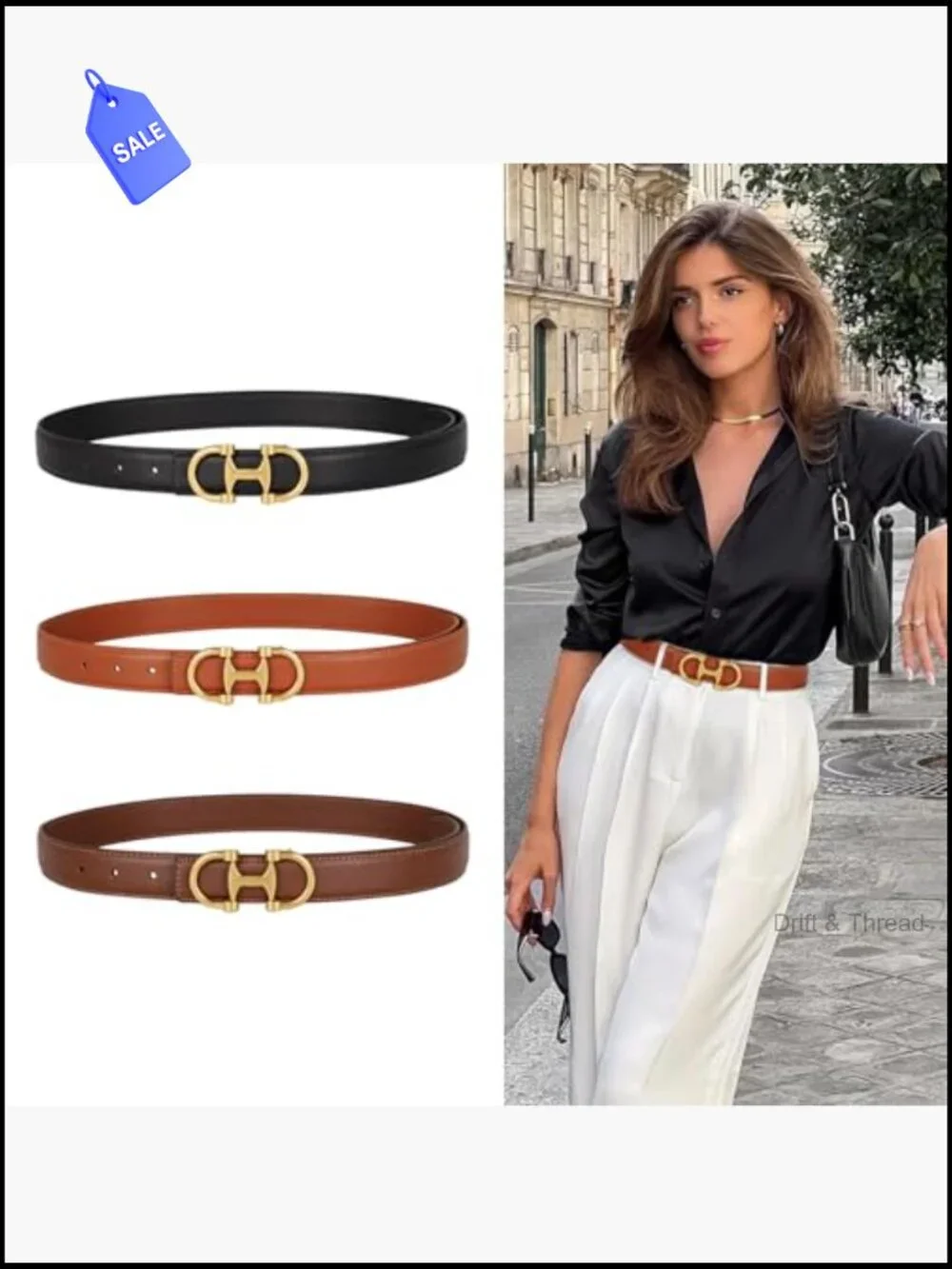 Genuine Leather Women's Belt Classic Buckle Dress & Casual